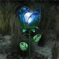 thumbnail image 2 of Injueey Lámpara de césped de 2 uds., luz de tierra alimentada por energía Solar con pantalla de cristal impermeable IP65, forma de flor, iluminación Iluminación y accesorios Azul púrpura Injueey HA027249-01, 2 of 5