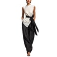 thumbnail image 2 of LEKWK Two Piece Sets for Women Mock Neck Tie Waist Sleeveless Tops and Wide Leg Pants Summer Fashion Beach Vacation Business Casual Outfits, 2 of 6