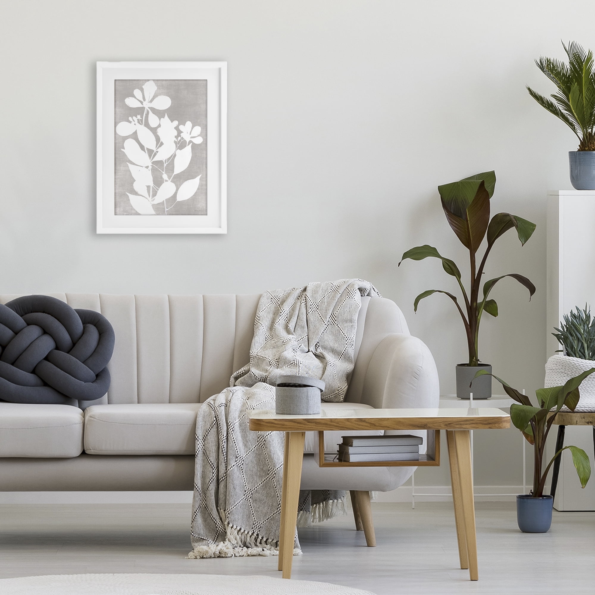 Stupell Industries Minimalist Foliage Impression White Framed Print Under Glass, design by Stellar Design Studio