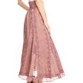 thumbnail image 3 of Sakkas Monola Long Tall Lace Embroidered Paneled Adjustable Waist Flare Skirt - Rose - Medium, 3 of 5