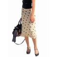 thumbnail image 4 of Women'S Summer Polka Dot Mesh Midi Skirt Casual High Waist Ruched Boho Skirts Cream White M, 4 of 9