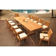 thumbnail image 5 of Grade-A Teak Dining Set: 12 Seater 13 Pc: 118" Double Extension Mas Rectangle Trestle Leg Table And 12 Lagos Chairs (2 Arm & 10 Armless Chairs) WholesaleTeak #WMLG14, 5 of 5
