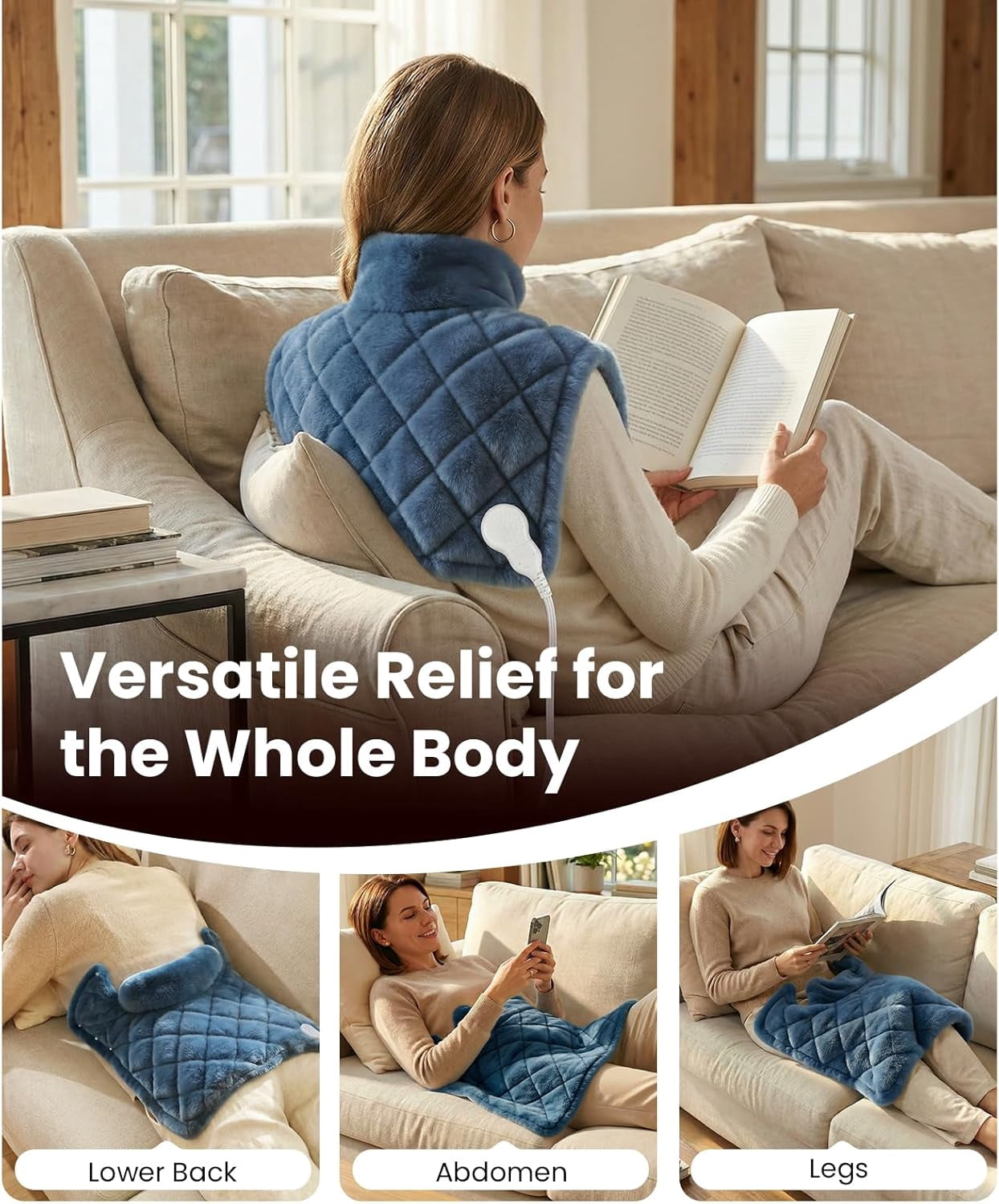 Bob and Brad 2.2lb Weighted Heating Pad for Neck and Shoulders Deep Tissue Relax, 20"x22", Gift for Mom Women