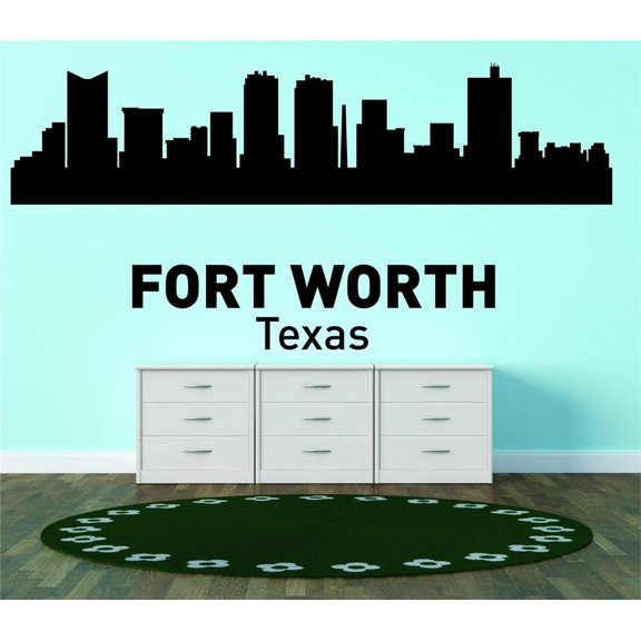 Fort Worth Texas United States Major City Geographical Map Landmark - Vinyl Wall Decal - 20x42