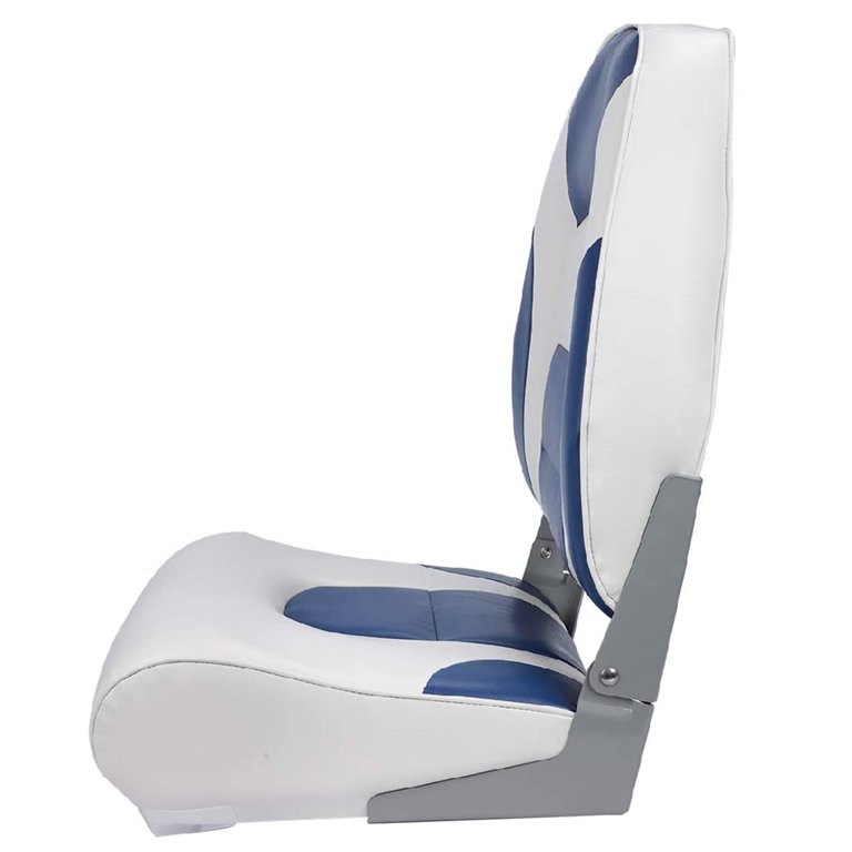 Seamander Premium High back Folding Boat Seat, White/Blue, 2 seats