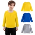 thumbnail image 2 of zbxnLI 3 Pack Girls Long Sleeve Tees Cotton Boys Crewneck T-Shirts Solid Color Soft Basic Tops for Toddler, 2 of 7