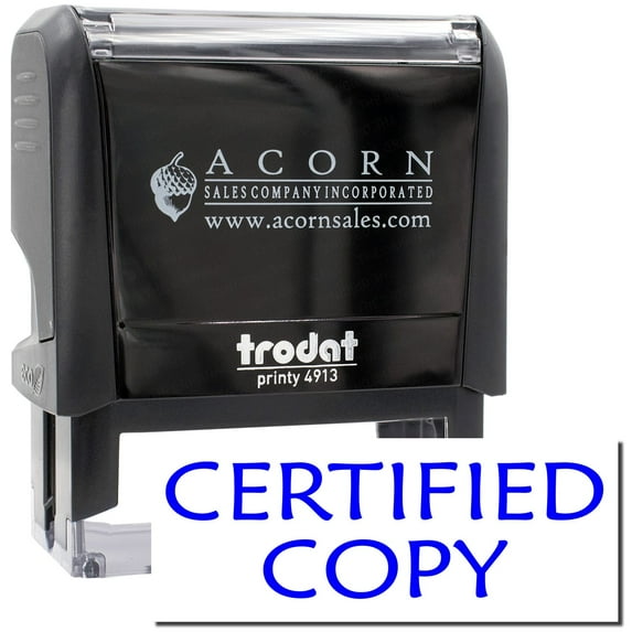Large Self-Inking Certified Copy Stamp, Trodat Printy 4913, Press and Print Stamping, Impression Size 7/8" x 2-1/4", Up to 10,000 Impressions - Blue Ink