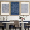 thumbnail image 2 of SHENIFY large 24x36in3pcs Natural Framed Blue Mid-Century Modern Wall Art Minimalist Abstract Boho Wall Decor Geometric Artwork Kitchen Dining Room, 2 of 5