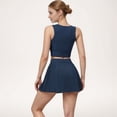 thumbnail image 6 of Women's High Waist Pleated Skirt with Built-In Shorts and Stretch Waistband - Large, Navy, 6 of 6