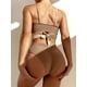 thumbnail image 5 of Conjunto de bikini cruzado sexy para mujer, traje de baño de 2 piezas con parte superior con lazo en la espalda y bloques de colores cruzados, 5 of 5
