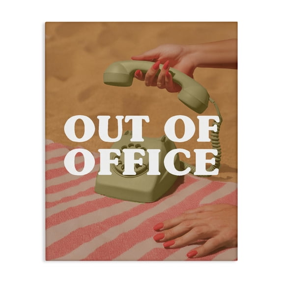 Out of Office Green Phone Canvas Wall Art, design by Lil' Rue