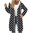 thumbnail image 2 of Craaazy Women's Casual Loose Solid Color Pocket Long Sleeved Double Zipper Gifts Hooded Drawstring Sweatshirt Top Polka Dots Casu al Zip Up, 2 of 6