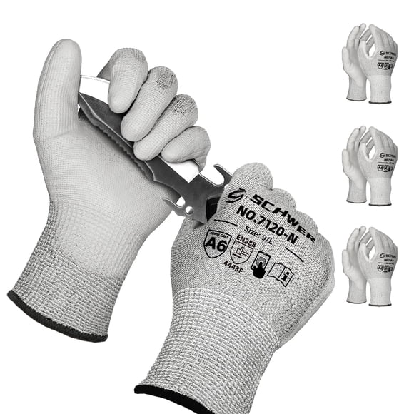 Schwer 3 Pairs Cut Resistant Gloves ANSI A6 Cut Proof Work Gloves, Touchscreen, for Men and Women U