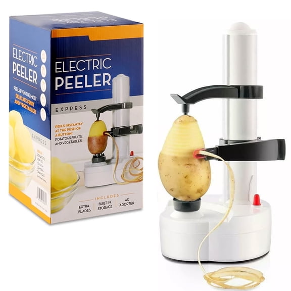 TOPCHANCES Electric Peeler Automatic Rotating Apple Peeler Potato Peeling Multifunction Stainless Steel Fruit and Vegetable Electric Peeler Machine (White)