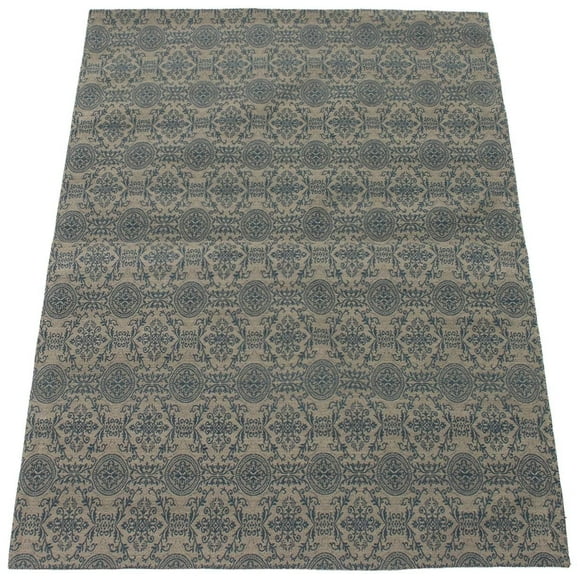 ECARPETGALLERY Tapis Fait à la Main pour Salon, Salle à Manger et Chambre à Coucher Contemporain Collection Collage 4'9" x 6'10" en Bleu