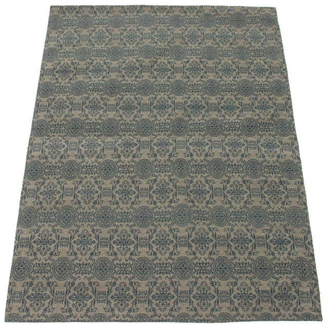 ECARPETGALLERY 4'9" x 6'10" Contemporary Collage Handmade Area Rug for Living Room, Dining Room and Bedroom in Blue