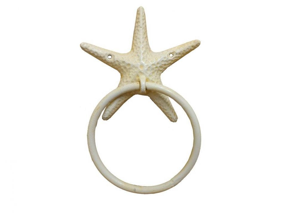 Starfish Ring Hook Towel Holder Tough Iron Beach Sea Themed Bathroom Decor 