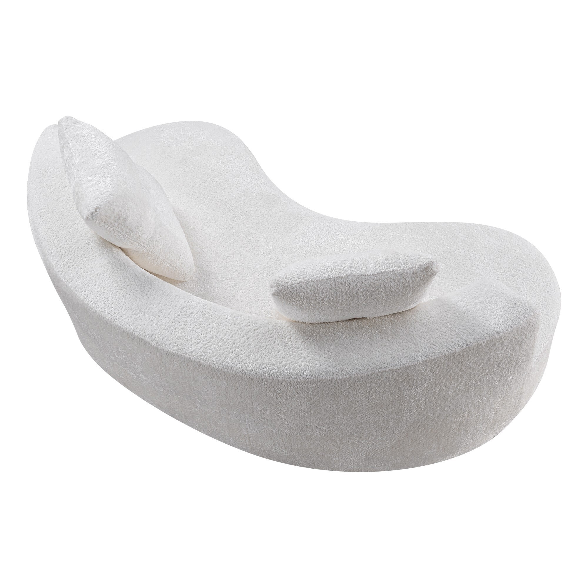 DEALTOPS 80" Curved Boucle Floor Sofa, 3-Seater Boneless Cloud Couch with 2 Pillows, No Assembly, Beige