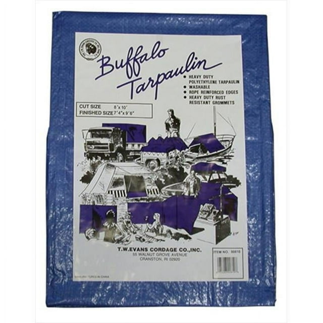 T.W. Evans Cordage 01216 Bâche Poly Buffalo 12 Pi x 16 Pi en Bleu
