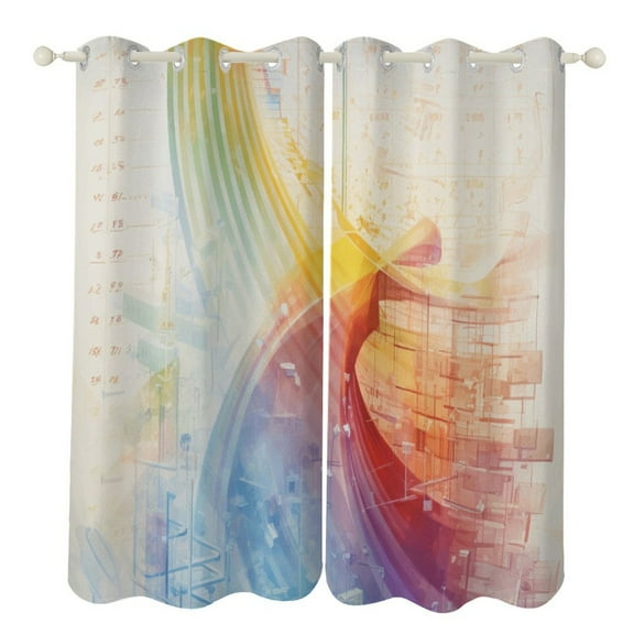 Blackout Curtains for Bedroom Equation Formula Full Room Darkening Grommet Curtains for Living Room,Thermal Insulated Ombre Drapes