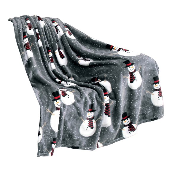Christmas Decorations for The Home,Christmas Flannel Blanket with Reindeer Snowflake Print, Winter Warm Sofa Decoration and Cover Throw