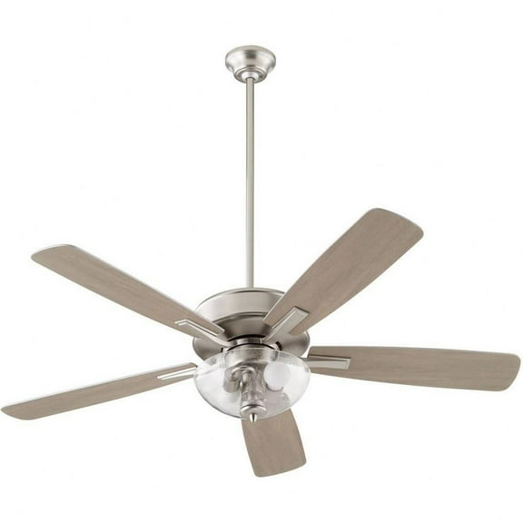 Milky Whey 5 Blade Ceiling Fan with Light Kit in Transitional Style-17.25 inches Tall and 52 inches Wide-Satin Nickel Finish-Silver/Weathered Gray