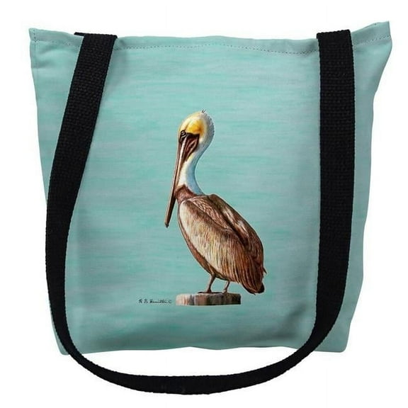 Betsy Drake TY035CM 16 x 16 in. Pelican on Aqua Left Tote Bag - Medium