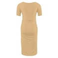 thumbnail image 4 of Pitauce Maternity Short Sleeve Bodycon Dress Pregnancy Crew Neck Side Ruched Dress Summer Casual Dresses for Daily Baby Shower, 4 of 7