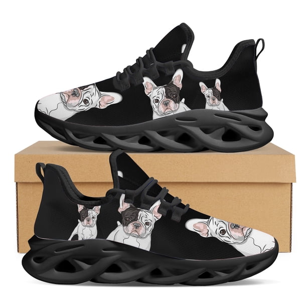 Zapatillas deportivas ligeras y transpirables con estampado de bulldog, zapatillas deportivas de malla transpirables para exteriores, zapatos casuales