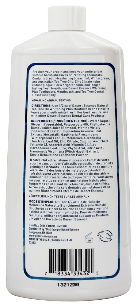 Desert Essence - Tea Tree Whitening Plus - Cool Mint, 480ml