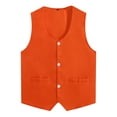 thumbnail image 4 of Runhomal Kids Boys Girls Buttons Volunteer Activity Vest Solid Color Sleeveless Waistcoat Party Orange M, 4 of 5