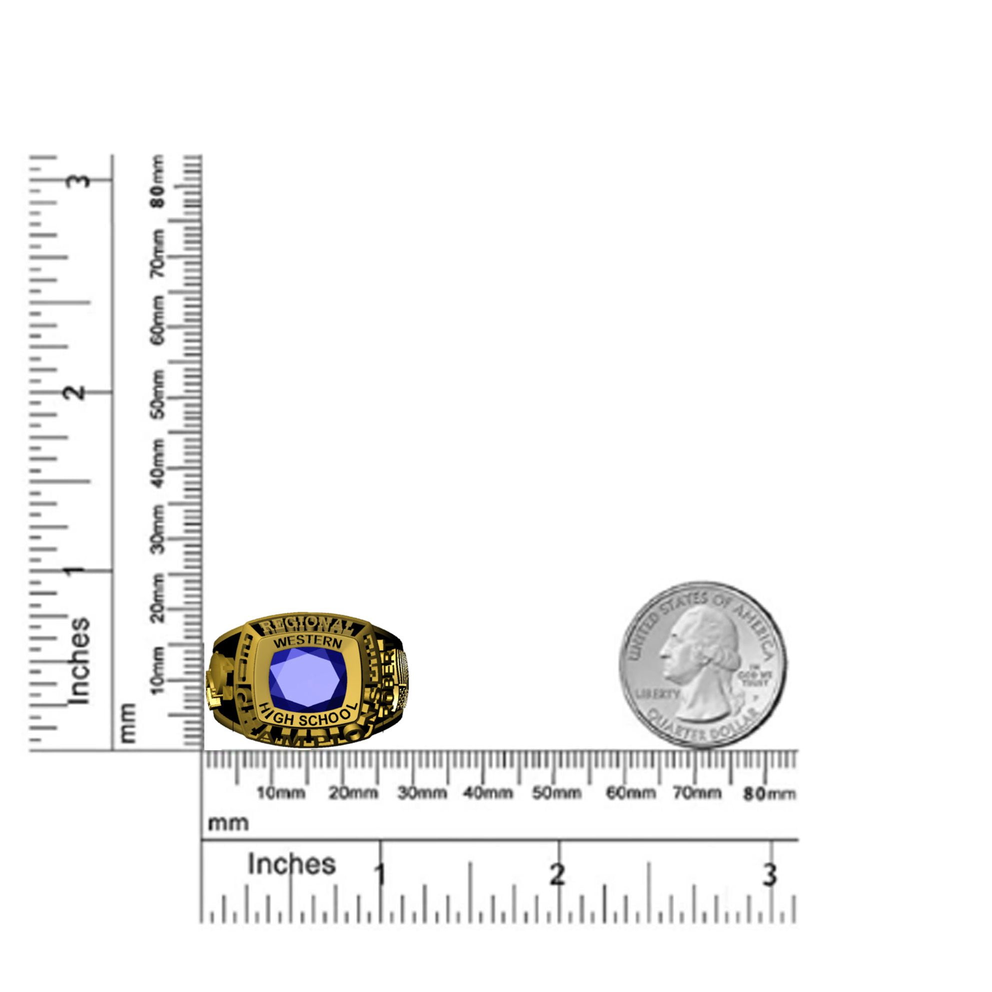Mementos PJM Custom Men's Class Rings Sterling Silver for High School College-Platinum-Champion