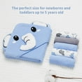 thumbnail image 4 of BULLPIANO Unisex Baby Hooded Towel with 5 Washcloths Soft Absorbent Bath Towel Set for Infant Boys Girls, Blue Bear, 4 of 8