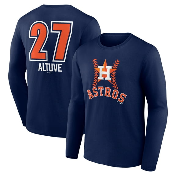 Men's Jose Altuve Navy Houston Astros Fastball Player Name & Number Long Sleeve T-Shirt