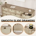 thumbnail image 3 of Commode Moderne en Bois Robuste à 12 Tiroirs pour Chambre - Coffre de 61 Pouces de Large avec Accents en Rotin - Armoire de Rangement et Meuble Télé pour Télé de 65 Pouces - pour Salon, Garde-Robe, Couloir, Bois Naturel, 3 of 7