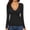 Black, variant on Women's V-Neck Long Sleeve Top,Ruched Slim Fit Lined Casual Top,XL