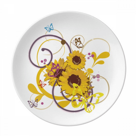 

Flower Sunflower Illustration Plate Decorative Porcelain Salver Tableware Dinner Dish