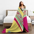 thumbnail image 5 of DouZhe Ultra-Soft Micro Fleece Lightweight Flannel Bed Blanket, Pink Yellow Swirling Print Cozy Warm Throw Blankets, 80"x60", 5 of 7