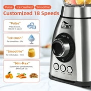 Uten Glass Blender for Kitchen, 18 Speed Countertop Blender with 63oz Glass Jar, Professional Smoothie with 6-Leaf Stainless Steel Blade