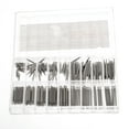 thumbnail image 1 of GOOHOCHY Una caja de 270 piezas de acero inoxidable de 8 mm a 25 mm, correa de reloj, pasadores de enlace, barra de resorte, herramienta de reparación (plateado), 1 of 3