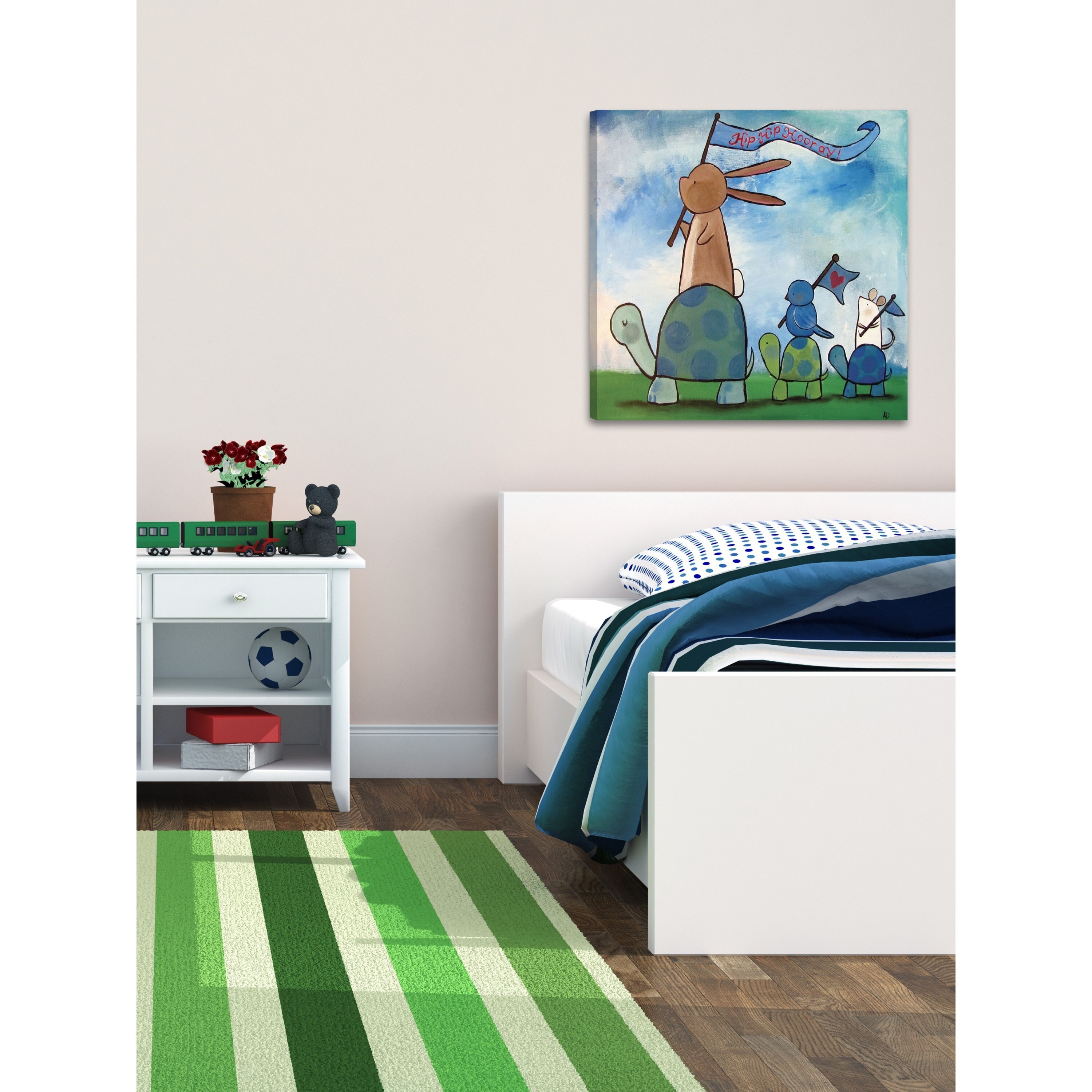 MARMONT HILL  - 'Turtle Parade' by Andrea Doss Painting Print on Wrapped Canvas - Blue 32 x 32