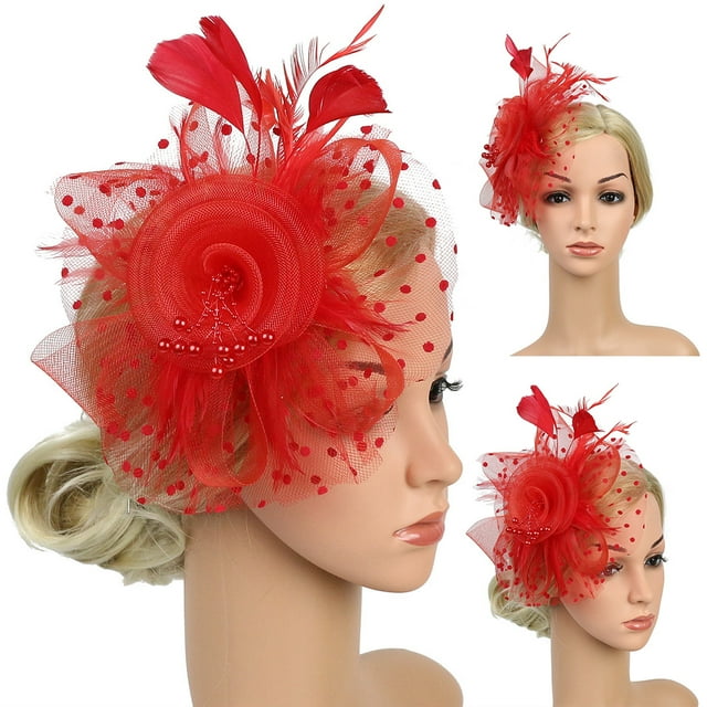 Bangcool Party Fascinator Faux Feather: Fashion Flower Fascinator Hat Tea Party Headband