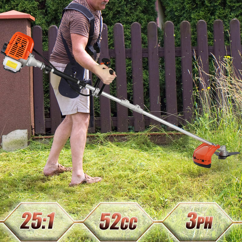 Floseru Gas Weed Wacker, 52cc 2-Stroke Grass Trimmer Petrol String Trimmer, Gas Powe Lawn Trimmers Strong Powerful Weed Eater Full Functioning Garden Tool for Home Yard Garden