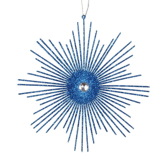 Vickerman 6.5" Blue Snowflake Burst Glitter Christmas Ornament, 6 per Bag
