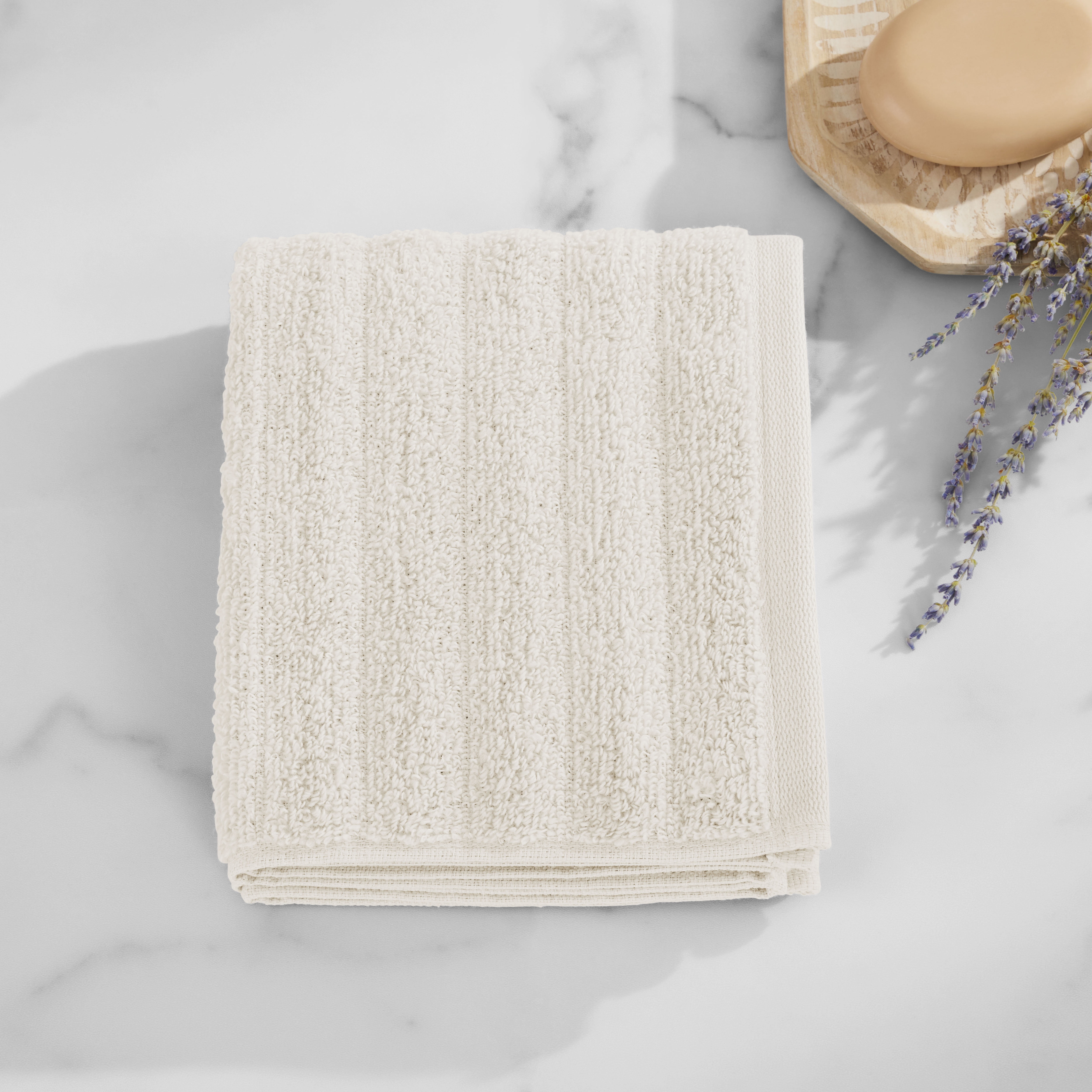 Mainstays Performance Cotton Hand Towel, Super Soft Quick Dry Fade Resistant, Textured Beige