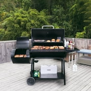 Royal Gourmet 36 Charcoal Barrel Grill with Offset Smoker, Adjustable Grates and Thermometer