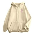 thumbnail image 6 of Yuanlong Womens Hoodies Zip Up Long Sleeve Ribbon Print Drawstring Hoodie Breast Cancer Awareness Jackets With Pockets, 6 of 6