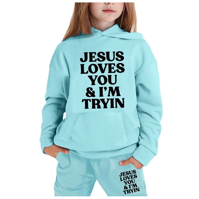 Ediodpoh Ensemble de Vêtements pour Enfants Ensemble à Capuche à Manches Longues pour Filles Bleu Clair 8-9 Ans