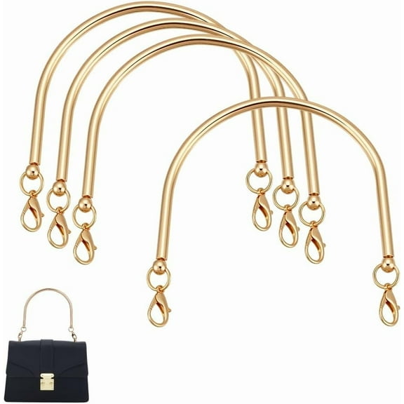 4pcs Golden Bag Handles 4.5x4.9 Inch Metal Bag Straps Short Purse Handles Alloy Handbag Handles U-shaped Bags Strap Wallet Straps Bags Replacement Strap