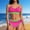 Hot Pink, variant on Womens High Waisted Bikini Sets Two Piece Double Straps Swimsuits Modest Color Block Bathing Suits Hot Pink M